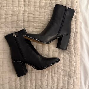 Coach Black Heeled Boots with Silver Trim